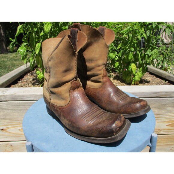 Ariat Rambler Bomber Cowboy Boots Men 8.5 D Brown Leather Square Toe Western - Picture 3 of 16